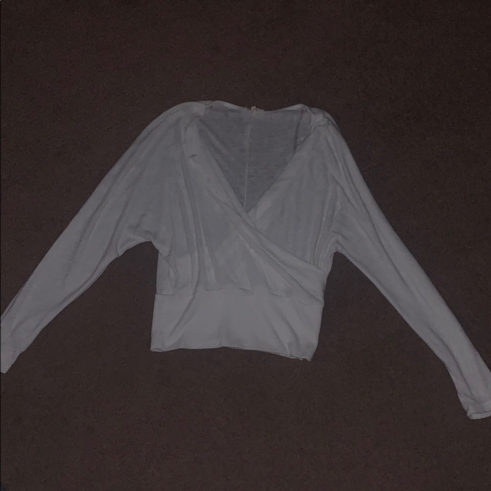 White faux wrap top